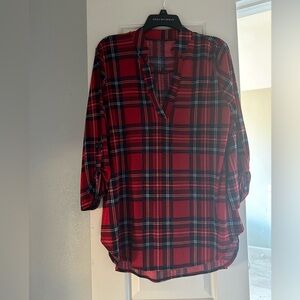 Chic Red and Black Plaid Women's Tunic Top